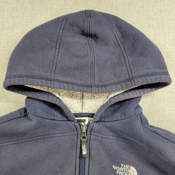 The North Face Kids Boys Hoodie Large Blue Full Zip Sherpa Fleece Lined Hoodie - Picture 16 of 16